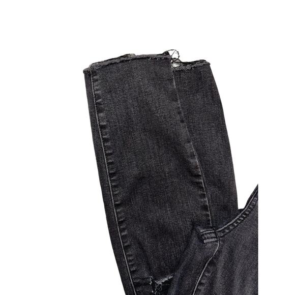 Pacsun Distressed Black Wash High Rise‎ Skinny Jeans Ripped Knee Raw Hem - Picture 10 of 11